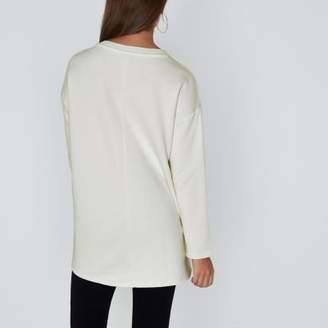 River Island Womens Cream long sleeve ribbed detail sweatshirt