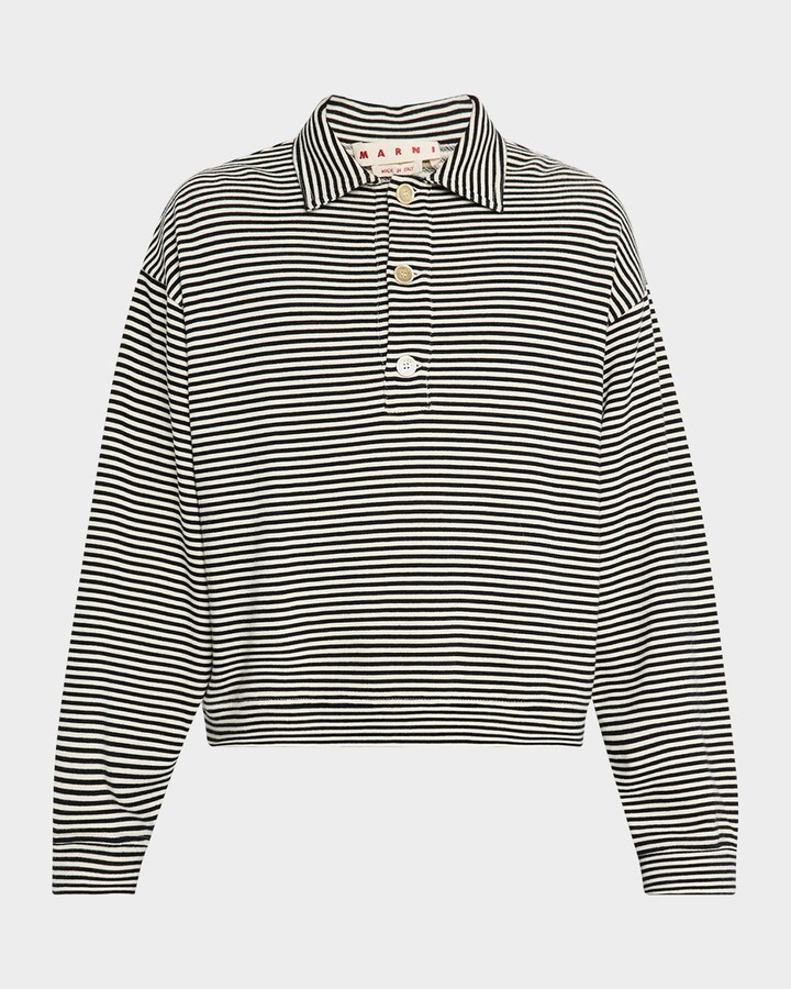 Marni Men's Sailor Stripe Cotton Polo Sweatshirt