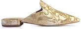 Thumbnail for your product : Tory Burch Carlotta Beige and Gold Embroidered Brocade Mules