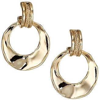 Akola Braided Raffia Golden Link Front-Facing Hoop Earrings