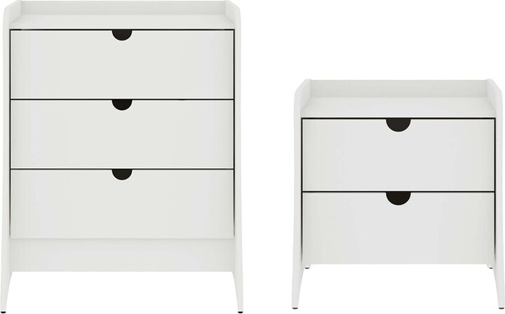 Manhattan Comfort Coney 2Pc Mid-Century Modern Dresser & Nightstand Set