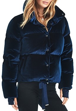 green velvet puffer jacket