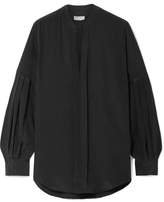 Thumbnail for your product : Equipment Estella Pleated Washed-silk Blouse - Black