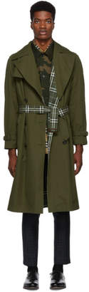 Burberry Reversible Green Check Pembridge Trench Coat