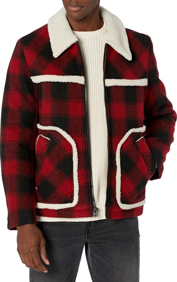 red plaid wool jacket mens