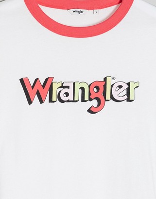 Wrangler logo ringer t-shirt in white