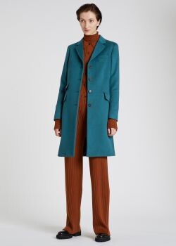 Paul Smith Women's Turquoise Four-Button Wool-Cashmere Epsom Coat