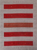 Thumbnail for your product : Rugsource Striped Gabbeh Gray Area Rug Hand-knotted Wool Carpet - 8'0" x 9'7"