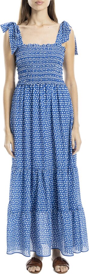 Max Studio Self Tie Smocked Bodice Maxi Dress