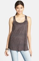 Thumbnail for your product : Sun & Shadow Lace Trim Faux Suede Tunic Tank (Juniors)