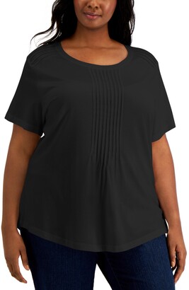 Karen Scott Plus Size Pin Tuck Top, Created for Macy's