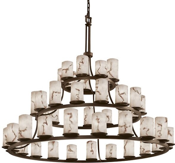 Justice Design Group LumenAria Dakota 3 Tier Ring Chandelier in Bronze Size: 45 light