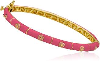 Little Miss Twin Stars Outfit Makers 14k Gold-Plated Gray Bangle With Pink Flowers & Gold Lines