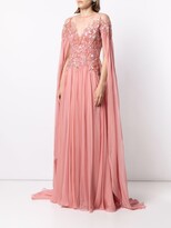 Thumbnail for your product : ZUHAIR MURAD Embellished Flyaway Chiffon Cape Gown