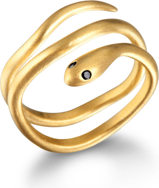 Gold Coils Black Snake Ring