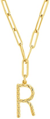 Sterling Forever 14K Goldtone Braided R Initial Pendant Necklace