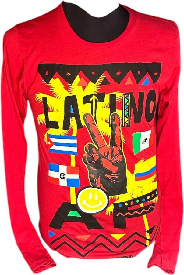 Reason Men's Latino Af Graphic Tee Long Sleeve In Red