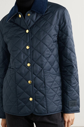 Burberry Reversible Corduroy-trimmed Quilted Shell And Checked Cotton Jacket - Midnight blue