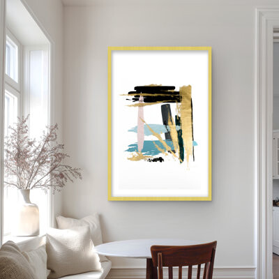 Lark Manor Pastel Stroke - Black Bedroom Framed Matted Print for Decor