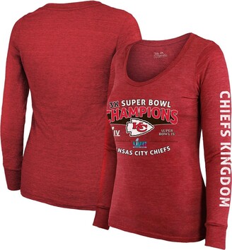 Majestic Women's Threads Red Kansas City Chiefs Three-Time Super Bowl Champions Sky High Long Sleeve Scoop Neck T-shirt