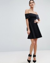 Thumbnail for your product : ASOS Deep Bardot Mini Skater Dress
