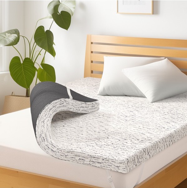 subrtex 3"MediumGelMemoryFoamMattressTopperwithCoolingCover,Queen