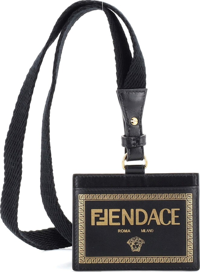 Fendi x Versace Fendace Lanyard Card Holder Printed Leather