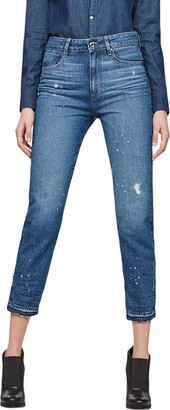 G Star Women's 3301 Ultra High Straight Ripped 7/8-Length Jeans