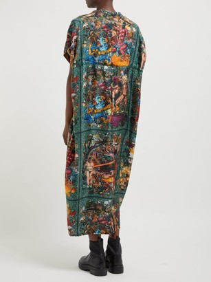 Edward Crutchley Tapestry-print Silk Dress - Brown Multi