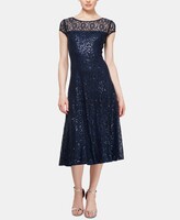 Thumbnail for your product : SL Fashions Sequined Lace Midi Dress