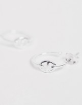 Thumbnail for your product : ASOS DESIGN sterling silver hoop earrings with link detail