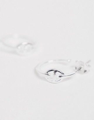 ASOS DESIGN sterling silver hoop earrings with link detail