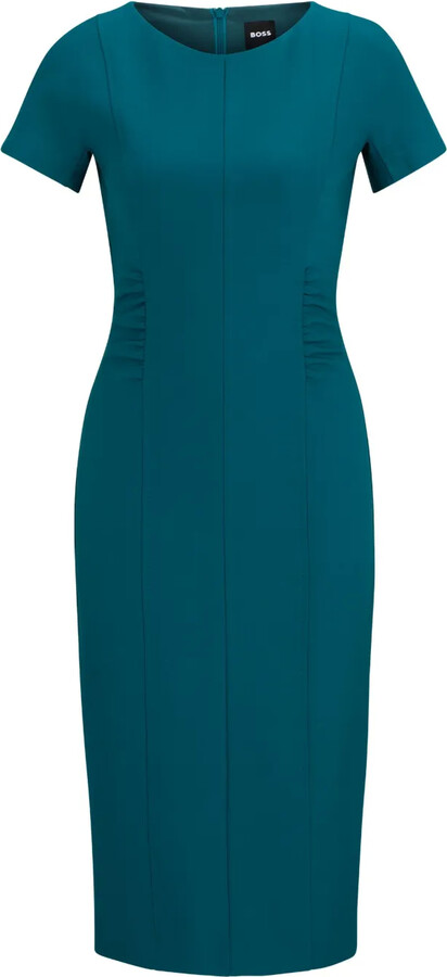 HUGO BOSS Short-Sleeve Ruched Midi Dress