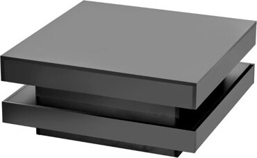 Brayden Studio 31.5''x31.5''x14.2'' 2-Tier Square Coffee Table - High Gloss Minimalist Design with LED Lights | Living Room Center Table