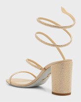 Thumbnail for your product : Rene Caovilla Snake Ankle-Wrap Block-Heel Sandals