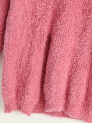 Shein Solid Mock Neck Fluffy Sweater