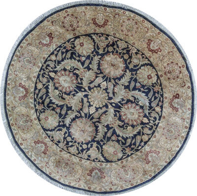Bokara Rug Co. Inc. Hand-Knotted High-Quality Black and Gold Round Area Rug