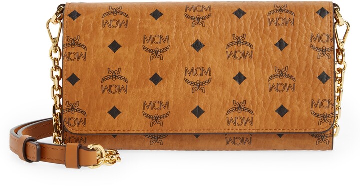 MCM Cognac Visetos Coated Canvas and Leather Patricia Crossbody Bag For  Sale at 1stDibs