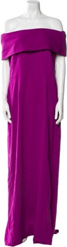 Catherine Regehr Evening Gown Purple Short Sleeve with Off-The-Shoulder