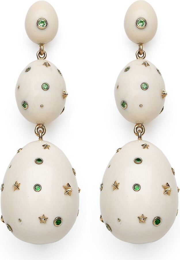 Bibi van der Velden Green Sapphire Mammoth Egg Earrings