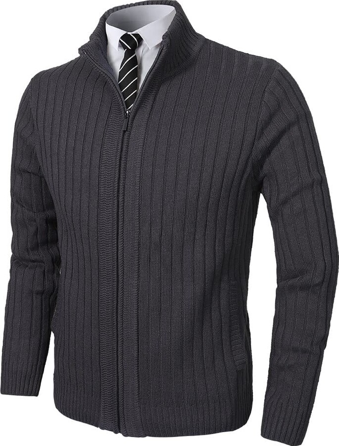 Pioneer Camp Men's Cardigan Sweaters Full Zip Up Stand Collar Slim Fit ...