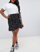 Thumbnail for your product : ASOS Curve DESIGN Curve mini wrap skirt in polka dot print