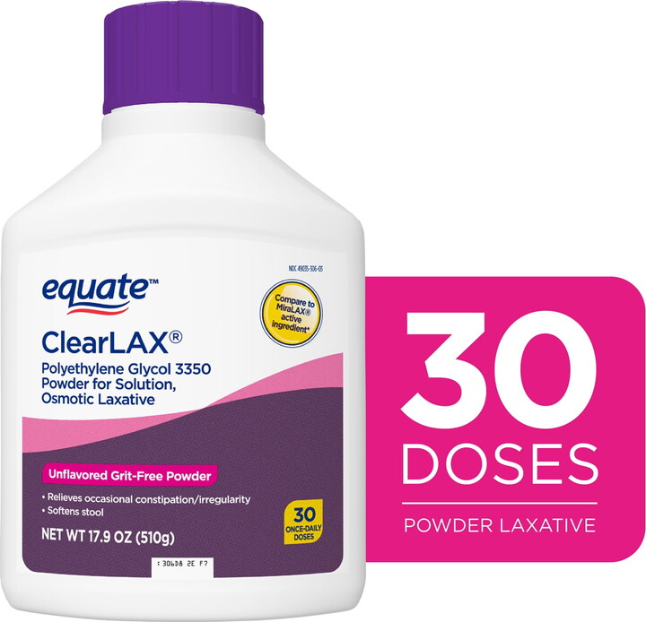 Equate ClearLAX Polyethylene Glycol 3350 Powder for Solution, Unflavored, 30 Doses, Compare to MiraLAX Active Ingredient