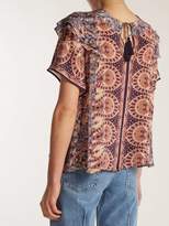 Thumbnail for your product : Sea Ruffle-trimmed Silk Top - Womens - Purple Multi
