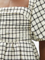 Thumbnail for your product : Self-Portrait Puff-sleeve Checked Taffeta Mini Dress - Beige Multi