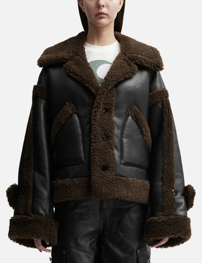 Open YY Faux Fur Zipper Hood Ma1 - ShopStyle