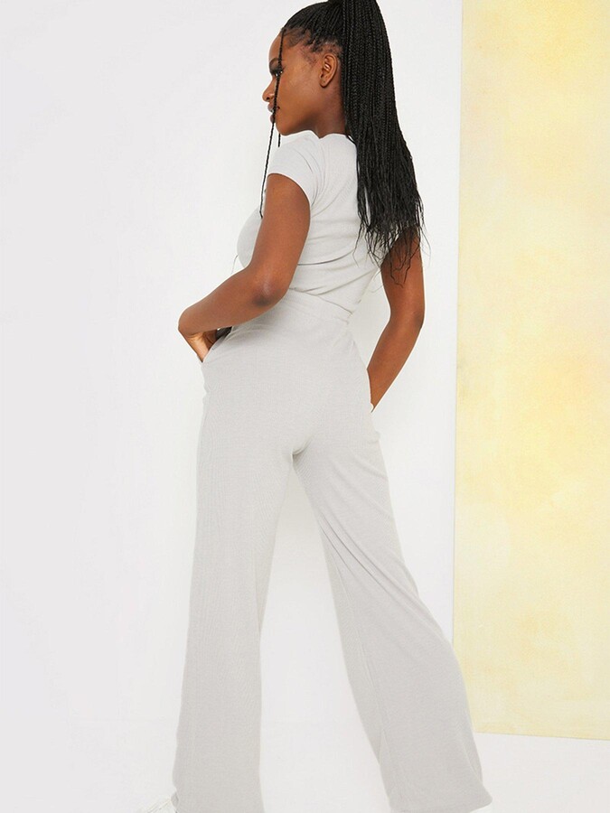 In The Style X Stacey Solomon Ribbed Jumpsuit Grey ShopStyle