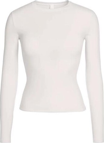 SKIMS Cotton Jersey Long Sleeve T-Shirt, Marble, Small