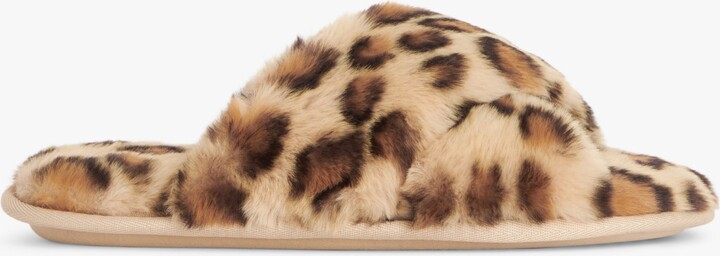 John Lewis ANYDAY Cross Strap Recycled Faux Fur Mule Slippers