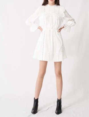Maje White dress with broderie anglaise